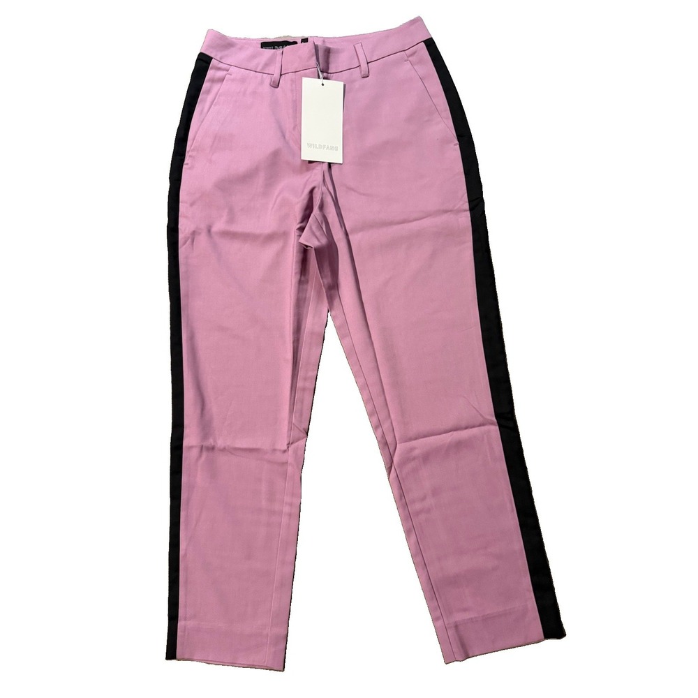 Wildfang The Empower Colorblock Slim Crop Pant Mauve/black Size 4 NWT